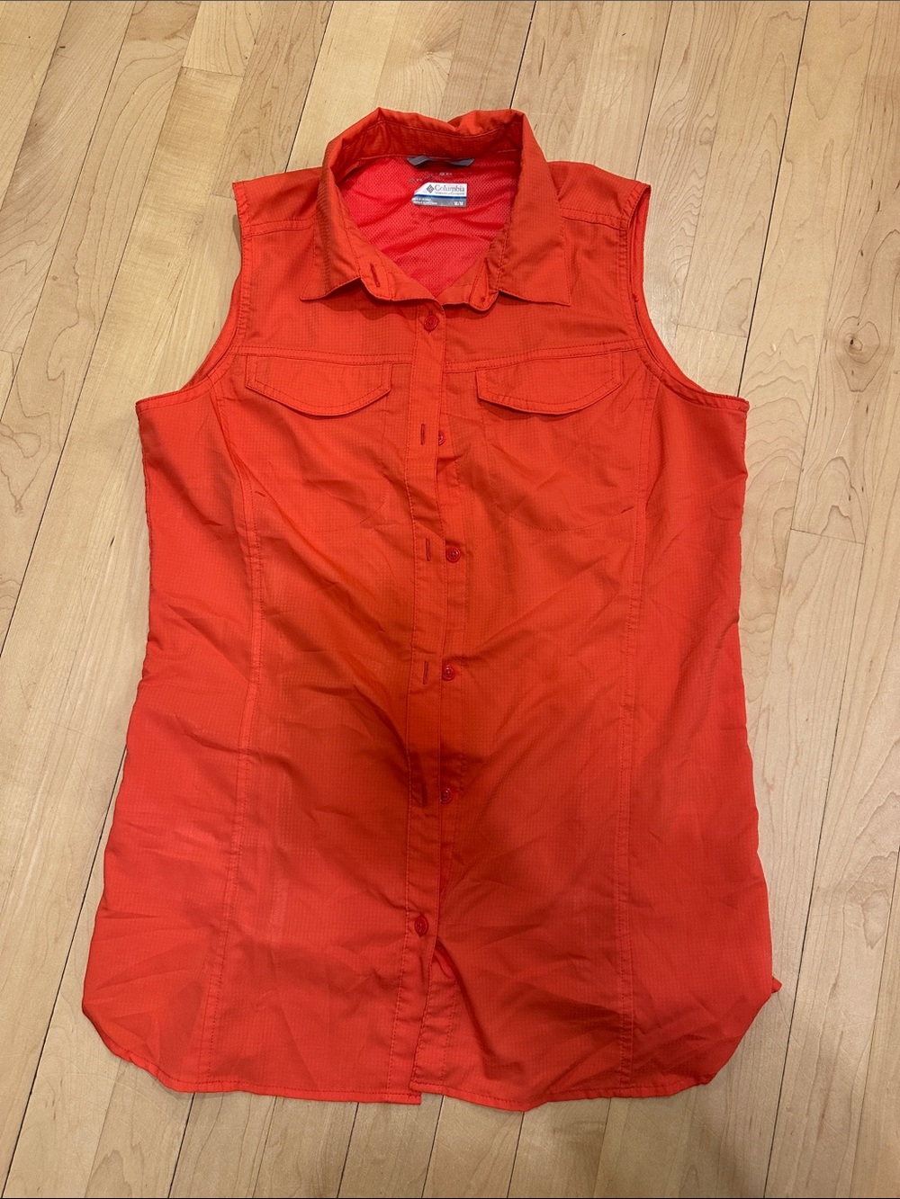 Columbia Women’s Sleeveless Button-Front Shirt — Bright Orange